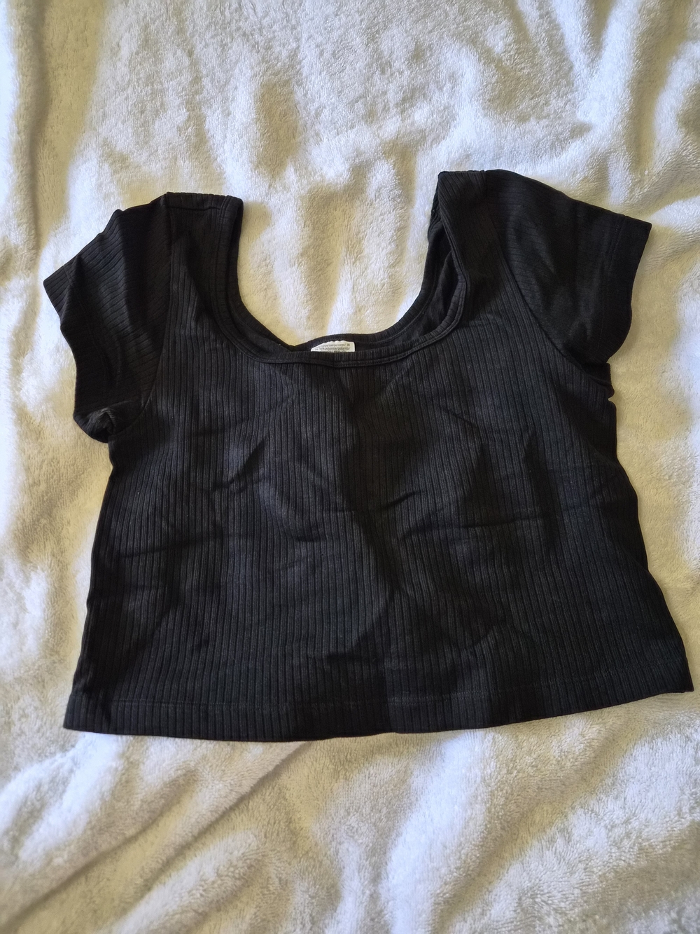 Victoria's Secret Black Ribbed Scoop Crop Top